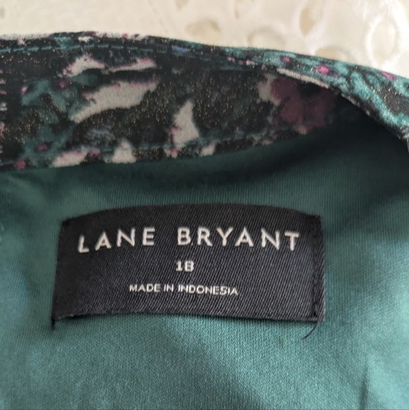 Lane Bryant Women's Cutout Mock-Neck Fit & Flare Dress, Sz18 GreenBlack Like New - Picture 8 of 14